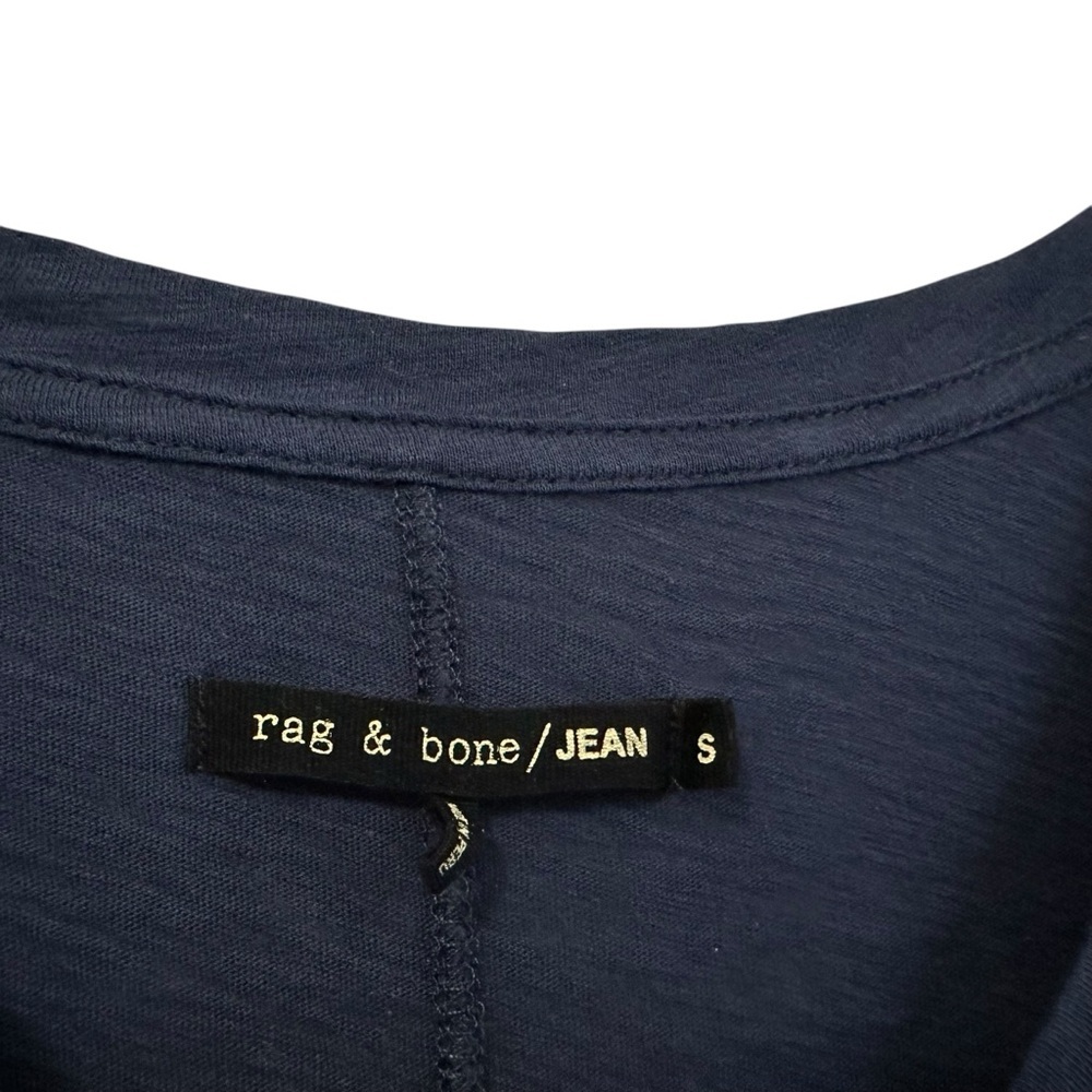 Rag & Bone Jean Womens Short Sleeve Cotton V Neck T Shirt Size Small Blue - Picture 5 of 5